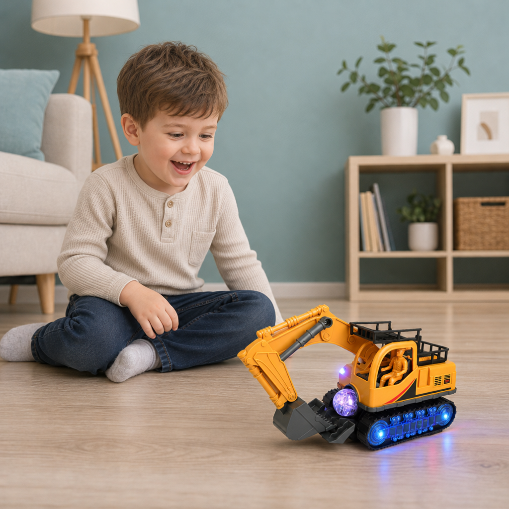 Elektryczna Koparka Zabawka Z Kulą Dyskotekową, Muzyką I Funkcją Automatycznej Zmiany Kierunku
