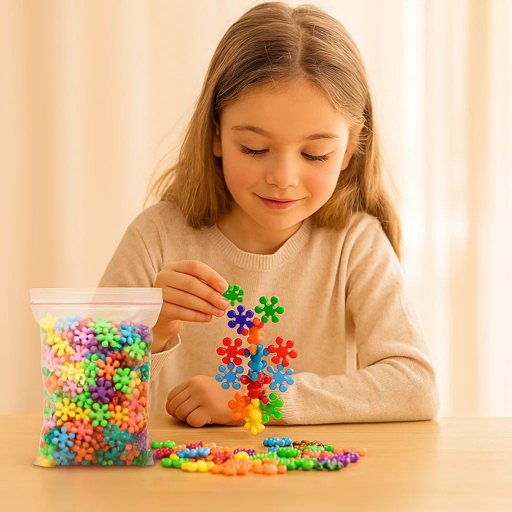 Klocki konstrukcyjne w kształcie płatka śniegu dla dzieci | Kreatywne puzzle 3D dla zabawy edukacyjnej i umiejętności motorycznych