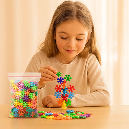 Klocki konstrukcyjne w kształcie płatka śniegu dla dzieci | Kreatywne puzzle 3D dla zabawy edukacyjnej i umiejętności motorycznych