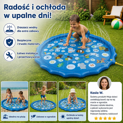 Inflatowalna Mata Wodna dla Dzieci z Zraszaczem – Zewnętrzna Mata do Zabawy Wodnej do Ogrodu i na Plażę