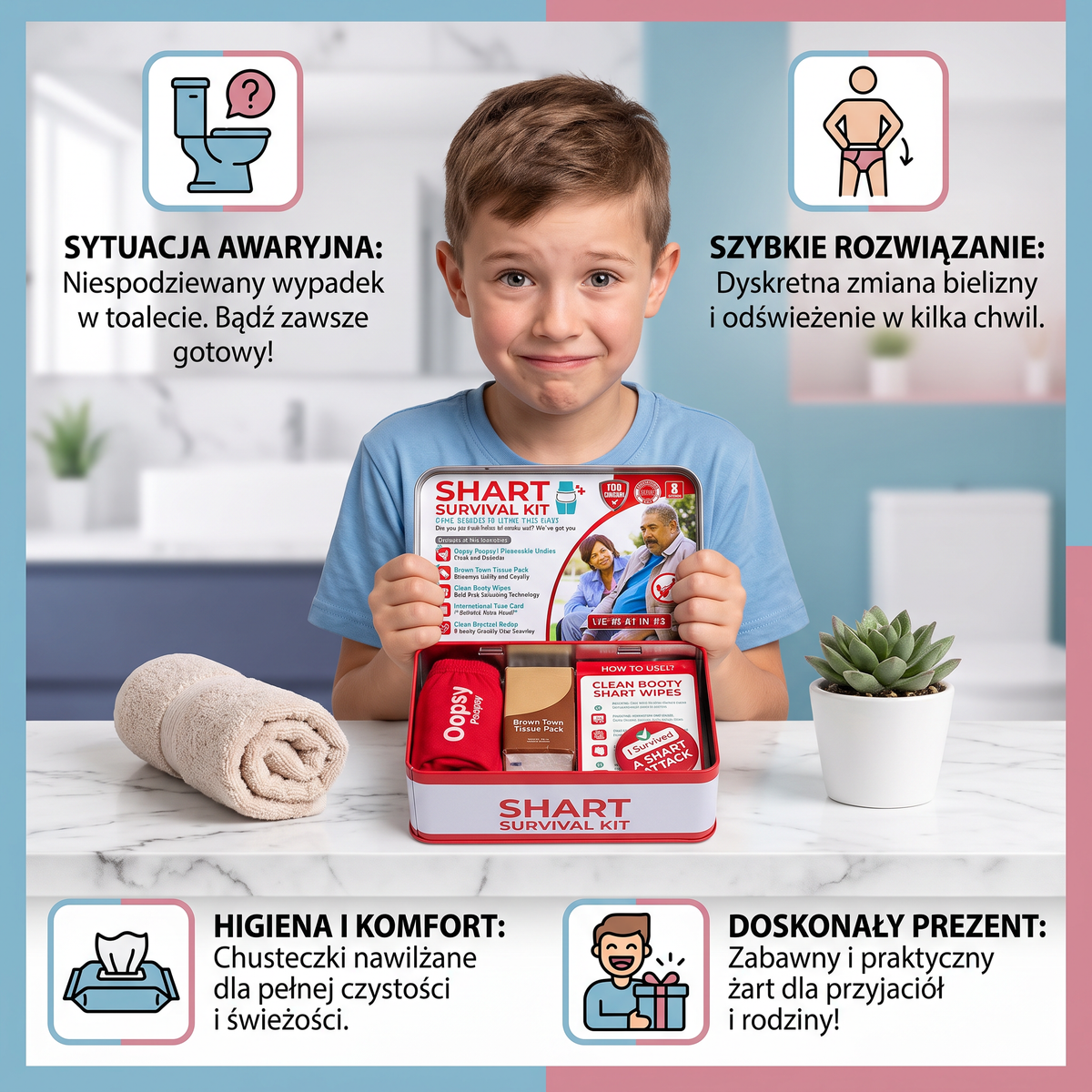 Zabawny zestaw ratunkowy "Shart Survival Kit” – prezentowy zestaw do żartów toaletowych