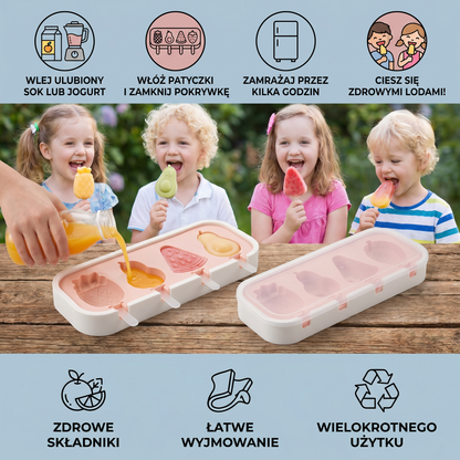 Silikonowa forma do lodów z kształtami owoców do samodzielnego przygotowywania dla dzieci