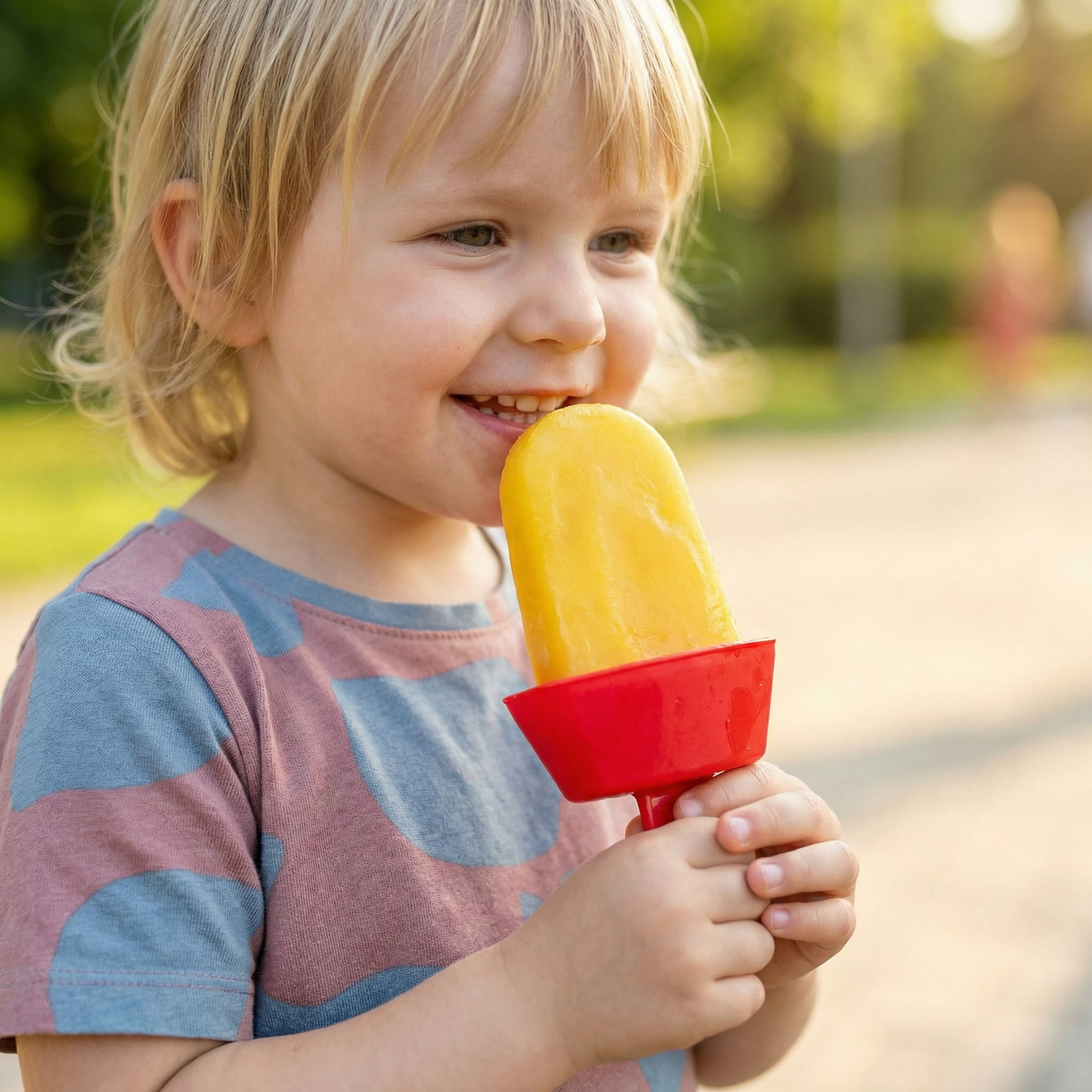 Zestaw 2 sztuk – Bezkapowy uchwyt na lody dla dzieci – Łapacz lodów bez bałaganu ze słomką