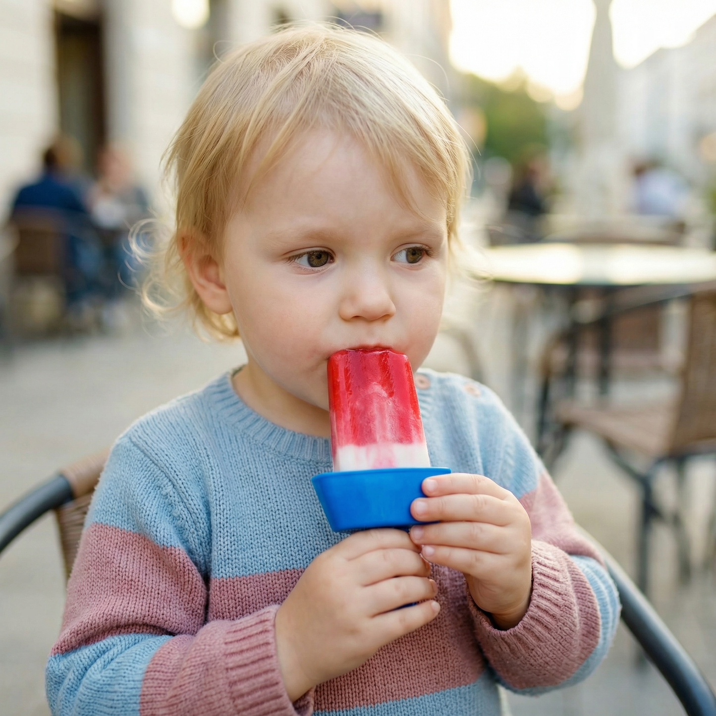 Zestaw 2 sztuk – Bezkapowy uchwyt na lody dla dzieci – Łapacz lodów bez bałaganu ze słomką
