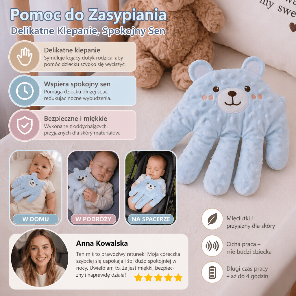 Pomoc do Zasypiania dla Niemowląt z Delikatną Funkcją Klepania – Wspiera Spokojny i Samodzielny Sen