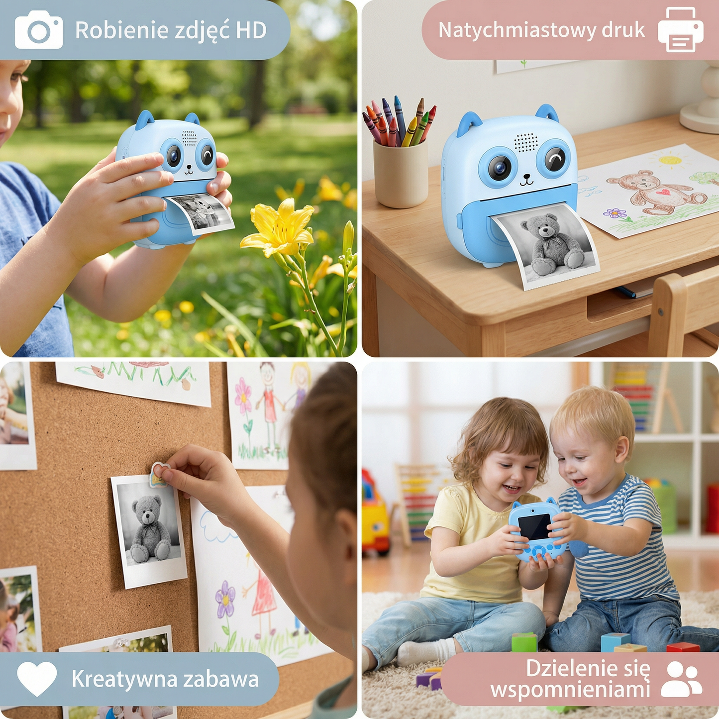 Aparat natychmiastowy dla dzieci – mini aparat cyfrowy z HD zdjęciami i wbudowaną drukarką