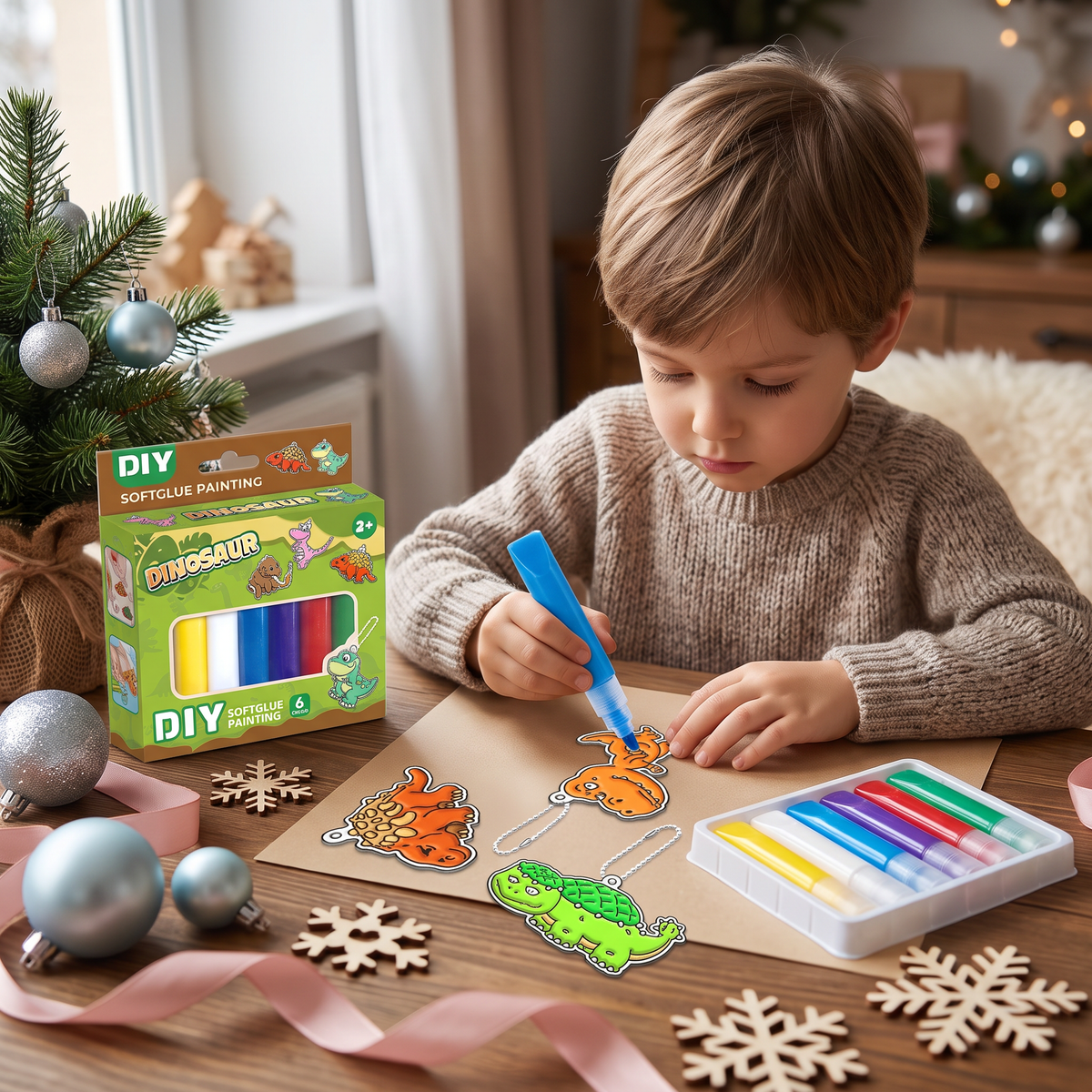 Świąteczny zestaw DIY dla dzieci do tworzenia ozdób z malowaniem klejem bez pieczenia
