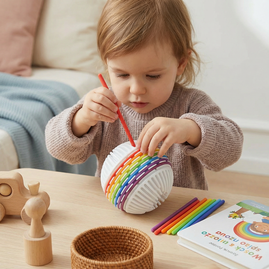 Piłka sensoryczna Montessori – silikonowa zabawka do nauki kolorów i rozwoju motoryki