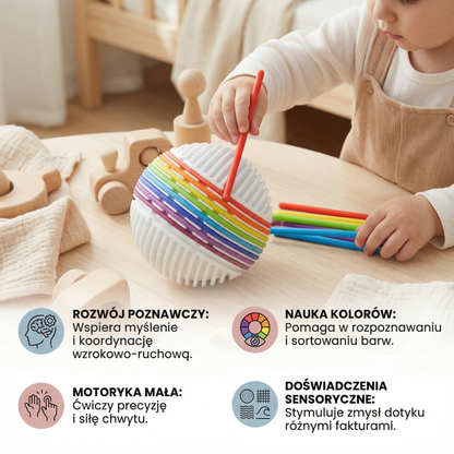 Piłka sensoryczna Montessori – silikonowa zabawka do nauki kolorów i rozwoju motoryki