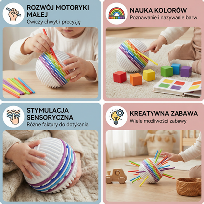 Piłka sensoryczna Montessori – silikonowa zabawka do nauki kolorów i rozwoju motoryki