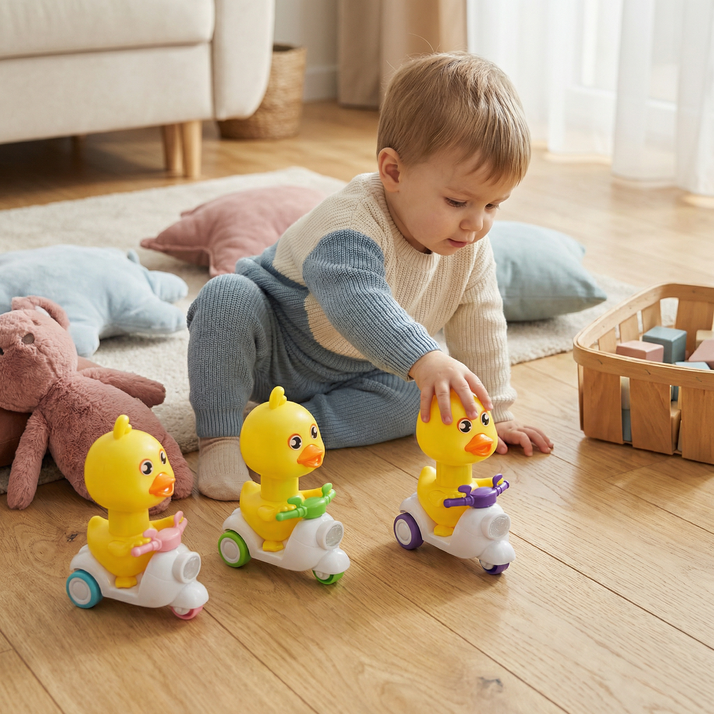 Żółta Kaczka Push & Go – Zabawka Jeździk dla Dzieci z Funkcją Naciśnij i Jedź