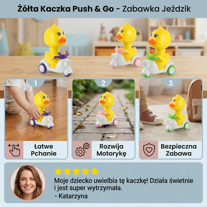Żółta Kaczka Push & Go – Zabawka Jeździk dla Dzieci z Funkcją Naciśnij i Jedź