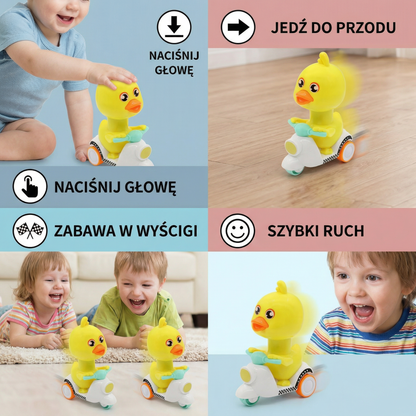 Żółta Kaczka Push & Go – Zabawka Jeździk dla Dzieci z Funkcją Naciśnij i Jedź