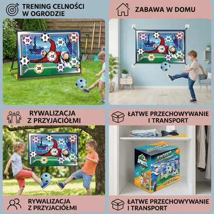 Klebowa Ściana z Celem Piłkarskim – Zestaw do Treningu i Gry na Zewnątrz i w Pomieszczeniach