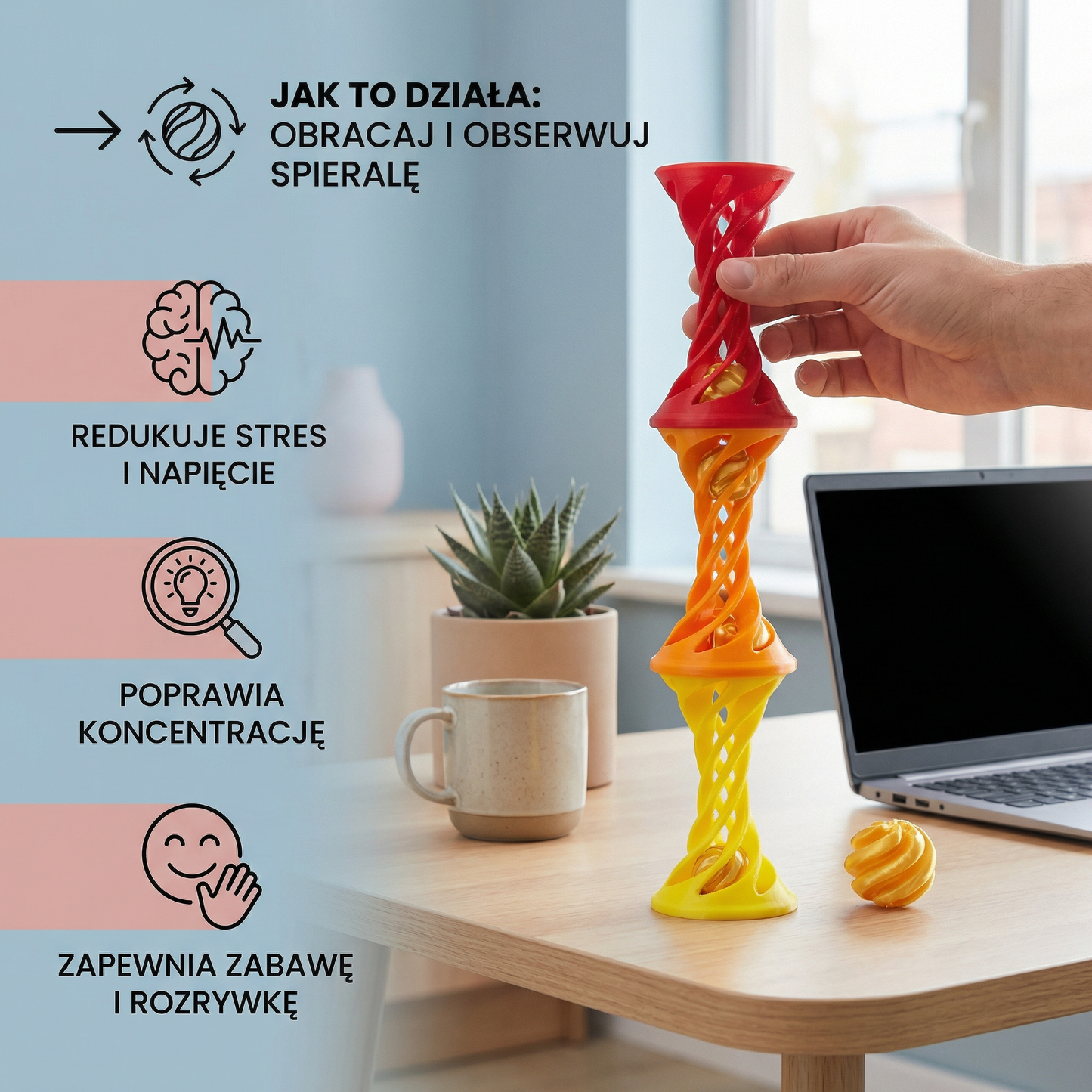 3D Spiral Fidget Toy – Obracana zabawka biurowa do redukcji stresu