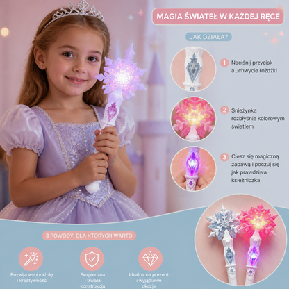 Świecąca Różdżka Księżniczki ze Śnieżynką dla Dzieci