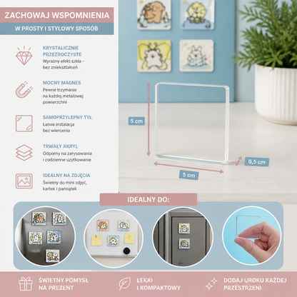 Przezroczyste magnetyczne ramki akrylowe na zdjęcia z samoprzylepnym tyłem