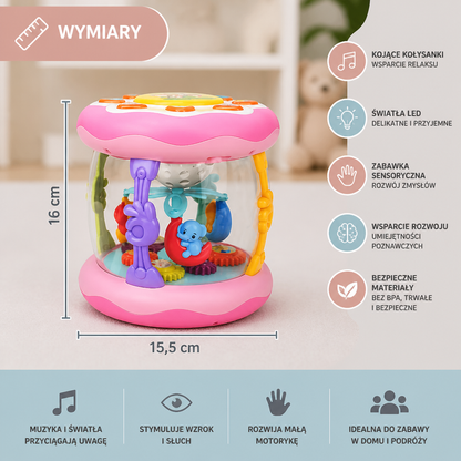 Interaktywna zabawka muzyczna ze światłami – sensoryczna zabawka Montessori z kojącymi kołysankami