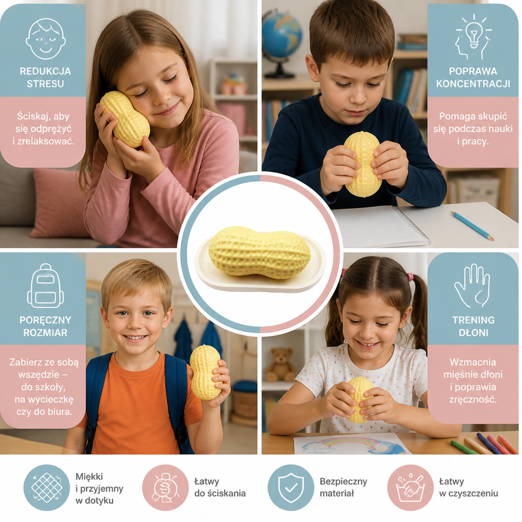 Jumbo Peanut Squishy Zabawka Antystresowa