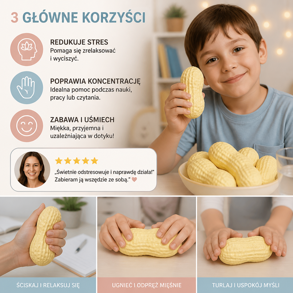 Jumbo Peanut Squishy Zabawka Antystresowa