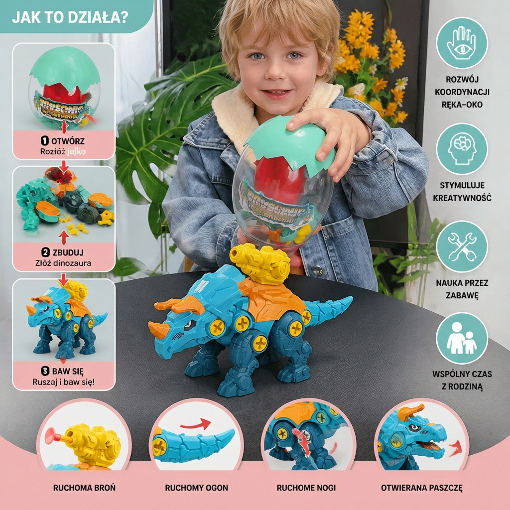 DIY Zestaw Budowy i Przemiany Jajka Dinozaura