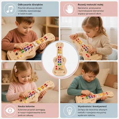 Drewniana Gitara Busy Board ze Światłem i Dźwiękiem