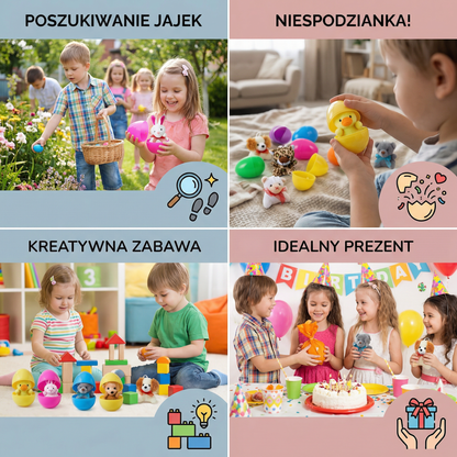 Zestaw niespodzianek w jajkach wielkanocnych z pluszowymi zabawkami – wypełnione jajka dla dzieci