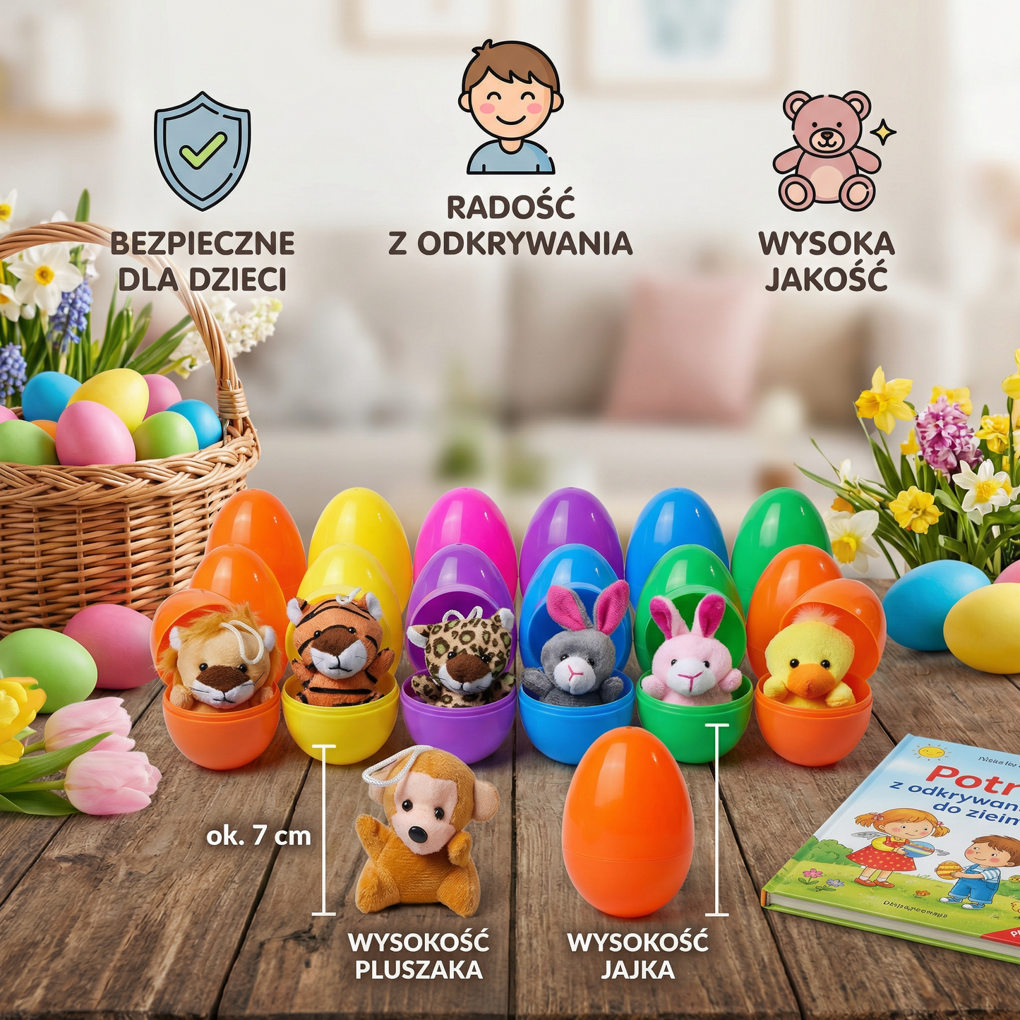 Zestaw niespodzianek w jajkach wielkanocnych z pluszowymi zabawkami – wypełnione jajka dla dzieci