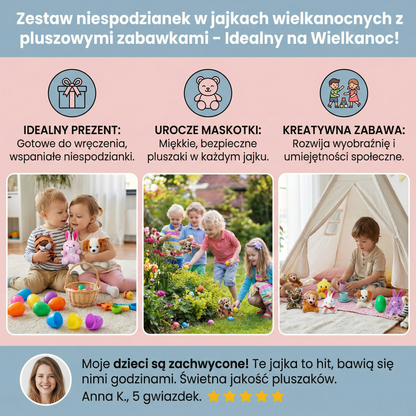 Zestaw niespodzianek w jajkach wielkanocnych z pluszowymi zabawkami – wypełnione jajka dla dzieci