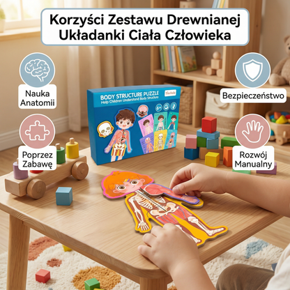 Drewniana układanka ciała człowieka dla dzieci – nauka anatomii poprzez zabawę