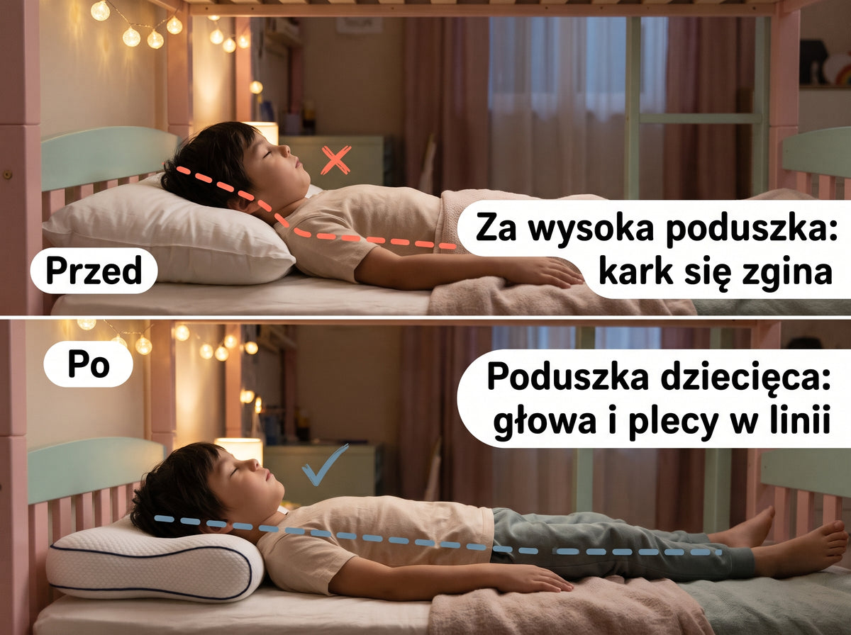Dziecko śpiące na ergonomicznej poduszce