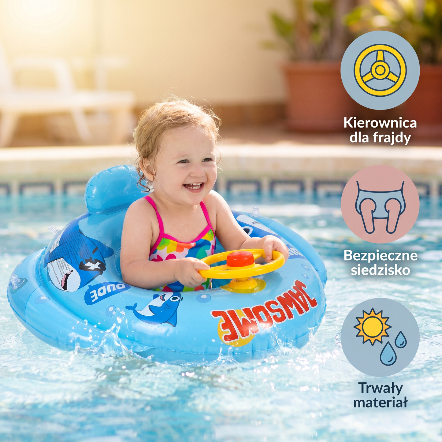 Baby Shark Koło Do Pływania z Kierownicą dla Maluchów