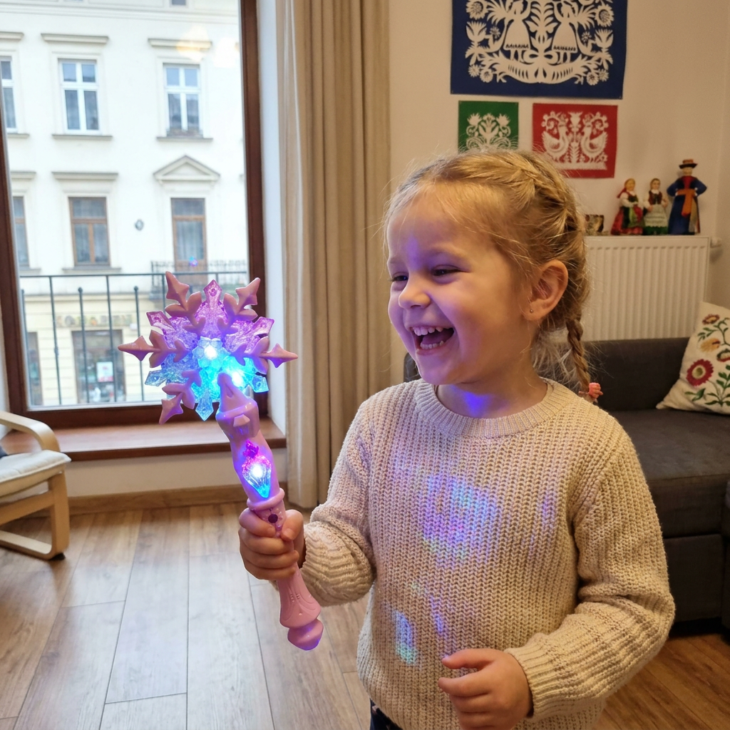 Świecąca Różdżka Księżniczki ze Śnieżynką dla Dzieci