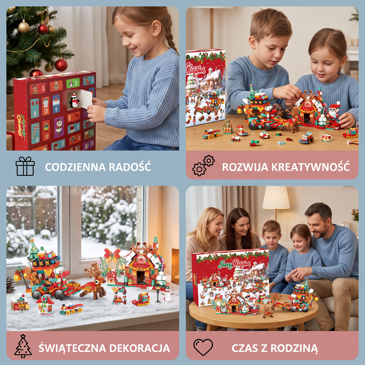 Kalendarz Adwentowy z Klockami – Wioska Świąteczna dla Dzieci
