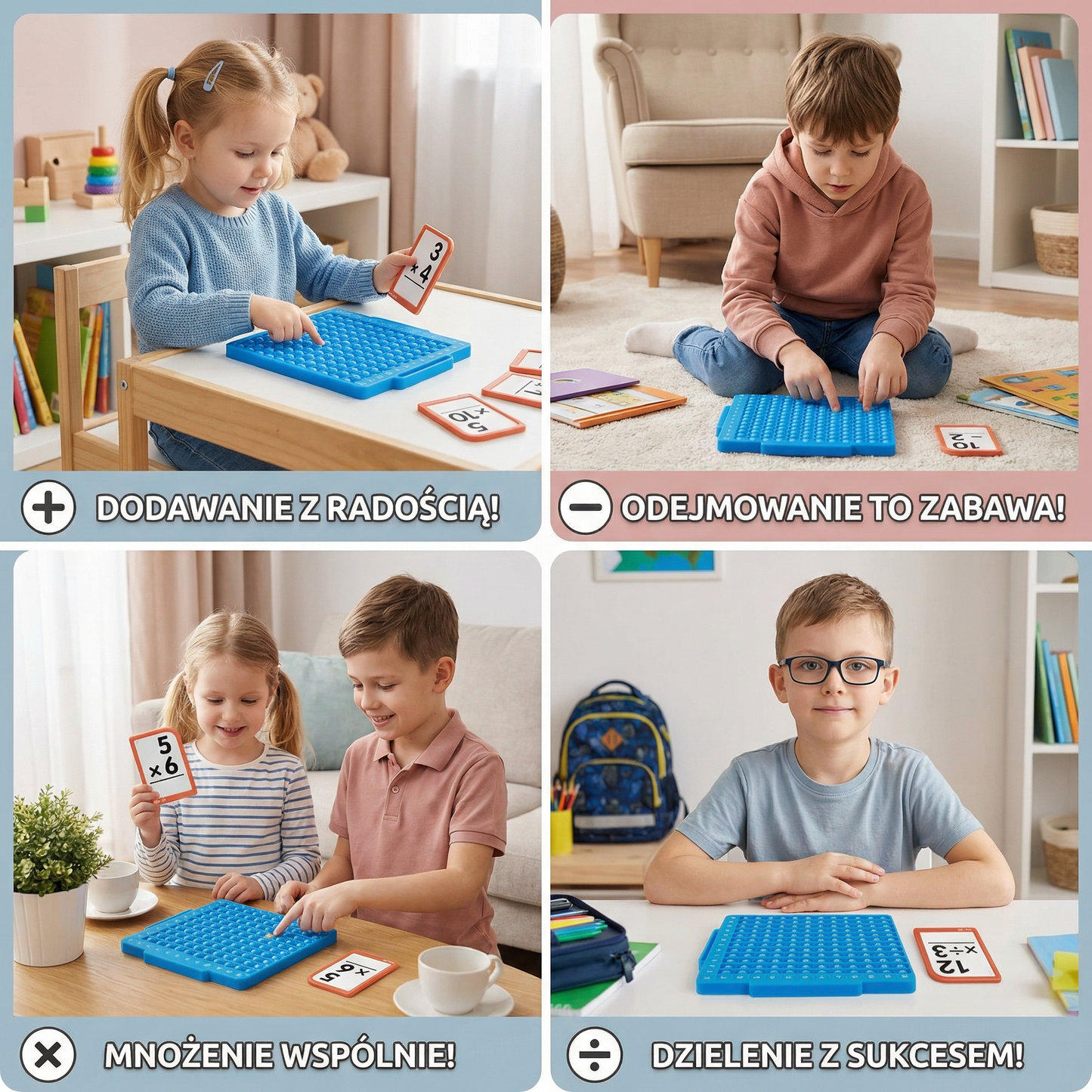Zestaw Kart do Nauki Matematyki z Tablicą do Obliczeń – Dodawanie, Odejmowanie, Mnożenie i Dzielenie