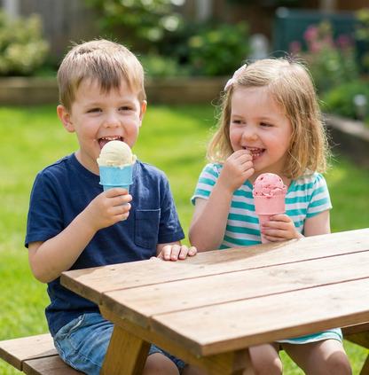Zestaw 2 sztuk – Eisbecher w kształcie wafla – Uchwyt na lody bez bałaganu dla dzieci