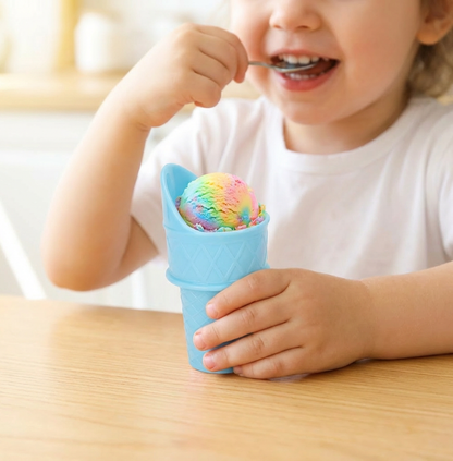 Zestaw 2 sztuk – Eisbecher w kształcie wafla – Uchwyt na lody bez bałaganu dla dzieci