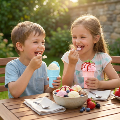 Zestaw 2 sztuk – Eisbecher w kształcie wafla – Uchwyt na lody bez bałaganu dla dzieci