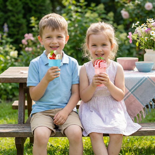 Zestaw 2 sztuk – Eisbecher w kształcie wafla – Uchwyt na lody bez bałaganu dla dzieci