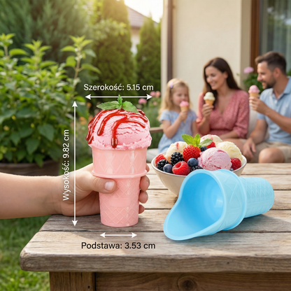 Zestaw 2 sztuk – Eisbecher w kształcie wafla – Uchwyt na lody bez bałaganu dla dzieci
