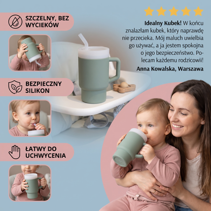 Szczelny Silikonowy Kubek Ze Słomką Dla Maluchów
