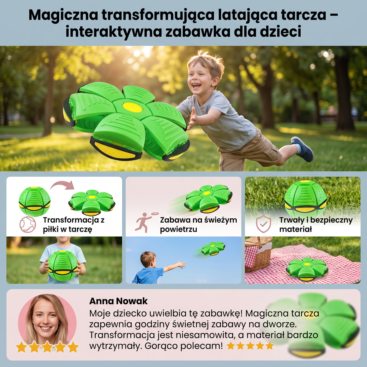 Magiczna transformująca latająca tarcza – interaktywna zabawka dla dzieci