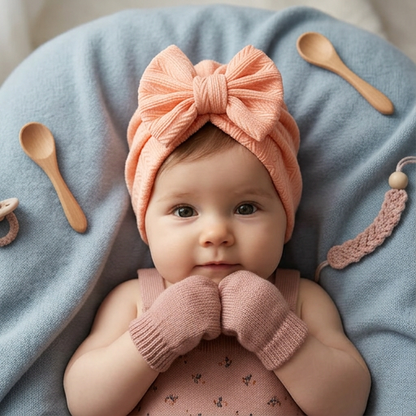 Miękki dzianinowy turban niemowlęcy z kokardką