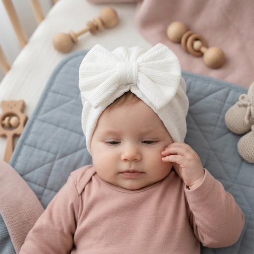 Miękki dzianinowy turban niemowlęcy z kokardką