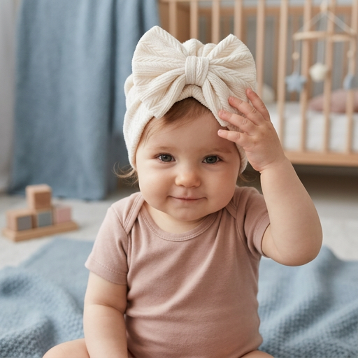 Miękki dzianinowy turban niemowlęcy z kokardką