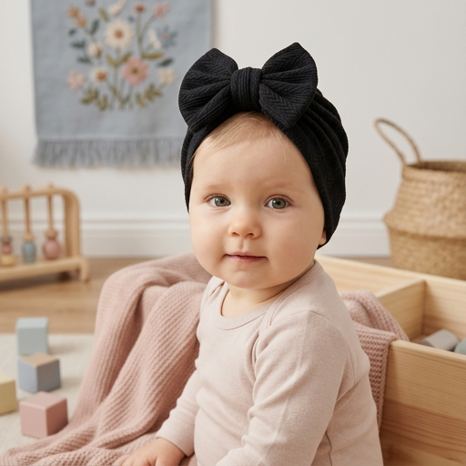 Miękki dzianinowy turban niemowlęcy z kokardką