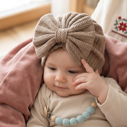 Miękki dzianinowy turban niemowlęcy z kokardką