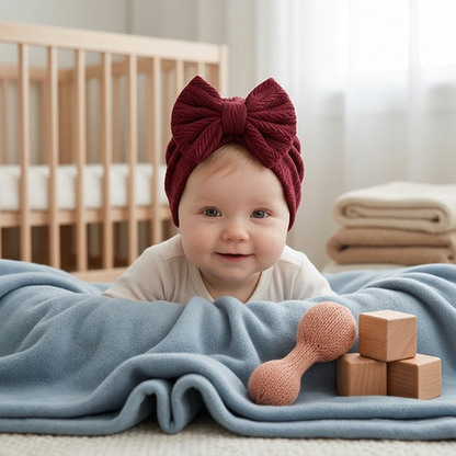 Miękki dzianinowy turban niemowlęcy z kokardką