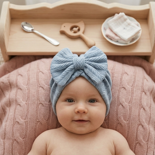 Miękki dzianinowy turban niemowlęcy z kokardką