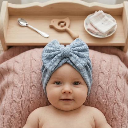 Miękki dzianinowy turban niemowlęcy z kokardką